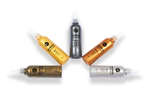 perfect ideaz • 5 x 150 ml Acrylfarbe Metallic, 5 Farben, hochdeckend, auf Wasserbasis – Bild 3