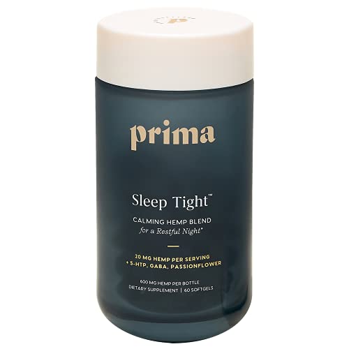 Prima Sleep Tight Nightly Supplement Softgel - Hemp Sleep Support Supplement Softgels with 5-HTP & GABA for Restful Sleep - Doctor Formulated Softgels for Sleep - Prima Beauty Supplement (60 Softgels)