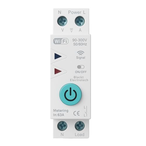 Image of Blackt Electrotech BT74M 63A Wi-Fi Circuit Breaker with Energy Metering | 90-250V DIN Rail Mount | Remote Control, Timer, & Power Monitoring | Compatible with Smart Life, Alexa & Google Home