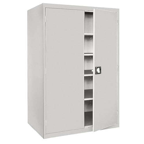 Sandusky Lee Elite Series Welded Cabinet - 46in. x 24in. x 72in., Heavy-Duty Steel, Lockable, Dove Gray, ModelEA4R462472-05