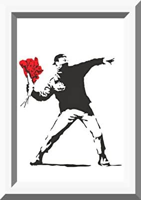 バンクシー Banksy 花束を投げる男 キャンバス ボード | angeloawards.com