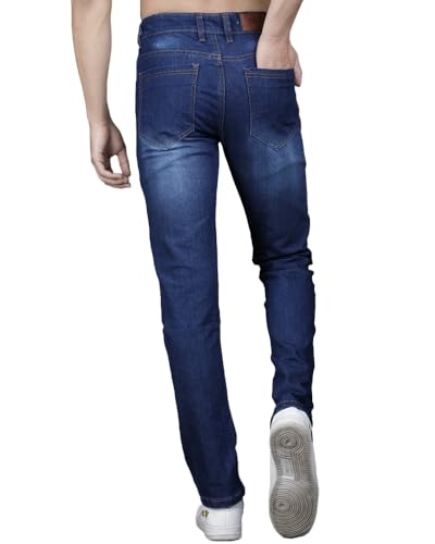 Image of EYEBOGLER Men's Comfortable Stretchable Casual Denim Jeans Slim Fit Mid Rise Flat Front Full Length Modern & Fashionable for Casual Wear Jeans