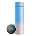 QiCheng&LYS 500ml Termos Bottiglia,Tazza termica sigillata,17 OZ / 500 ML, Senza BPA acciaio inossidabile PVC 304, con display della temperatura, Adatto per acqua calda e fredda (Blu pendenza)