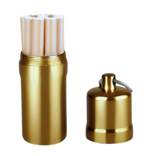 タバコケース 10本 収納 シガレットケース 携帯灰皿 携帯防水 アウトドア 小分け キーホルダー マルチケース (ゴールド, S)
