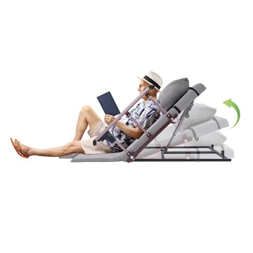 Electric Lifting Bed Backrest for Elderly, 2-80° Adjustable Power Lifting Backrest Bed for Seniors, Auxiliary Back Rest with Foldable Guardrail, Short Mat, Leg Pad and Pillow, 661.39lbs Load (Gray)