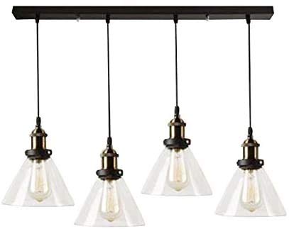 Raelf Vintage Lustre Nordic Style rétro Industriel 4 Hanging Eclairage Plafond Lustre, E27 Socket, 4 Ampoules Chambre Salon Salle à Manger Café Club de Suspension