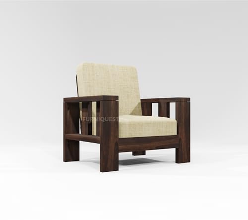 Image of Solid Sheesham Wood 6 Seater Sofa Set for Living Room | Wooden Sofa Set 6 Seater for Living Room 3+2+1 (Walnut Finish)