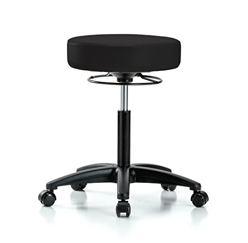 Perch 360 Degree Rolling Height Adjustable Massage Therapy Swivel Stool for Carpet or Linoleum | Workbench Height | 300-Pound Weight Capacity | (Black Vinyl)