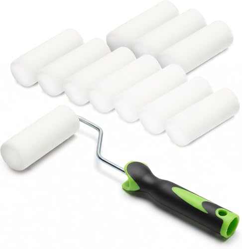 ToolSpace Rouleau Peinture Rouleaux Mousse Lisse avec Manche pour Bois Métal Carrelage Meubles...