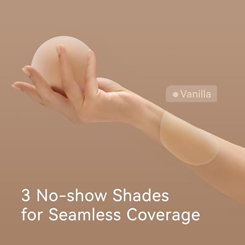Image of LUCKMEEY Nipple Covers for Women, Ultra-Thin Reusable Silicone Pasties | Adhesive, waterproof silicone covers with tapered edges and travel case; two sizes designed for AA-E cups