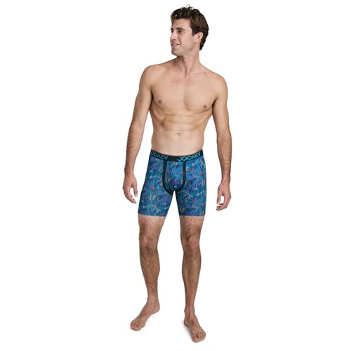 Jockey Men's Underwear Chafe Proof Pouch Microfiber 6" Boxer Brief - 3 Pack, Future Dusk/Edgelands/Ocean Sky, M4