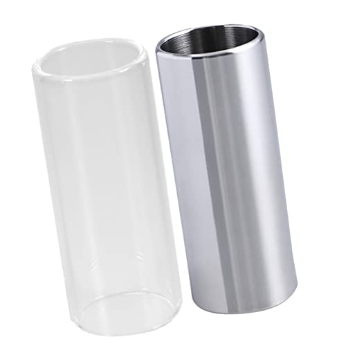 Milisten Slide Guitar Tube Slider Set Medium Size Glass Stainless Steel for Acoustic Electric Guitars