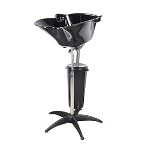 Portable Hair Washing Station, Vertical Spa Salon Beauty Equipment with Height Adjustable 103-139cm, Removable Shampoo Bowls for Home, Spa Salon Beauty Equipment Shampoo Bowls (Black)