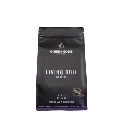 GREEN NODE Living Soil | Perfekt für eine Pflanze | Komplettversorgung | Mikroorganismen & Pilzsporen | Wurzelanregend | Resistenzfördernd | Bodenverbessernd | NPK Düngemittel | für mind. 20 L Erde