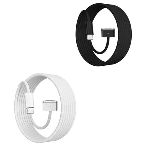 Amavasion 140W USB-C to Magnetic 3 Cable White+Black (6.6ft) Cover