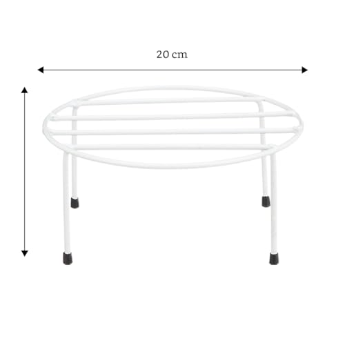 Image of Amazon Brand - Solimo Metal Flower Pot Stand (White, Set of 10, Round) | Gamla Stand for Home | Plant Stand for Balcony | Premium Flower Pot Stand | Plant Stand for Living Room