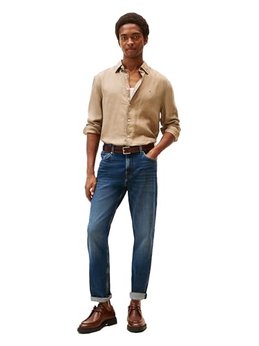 Image of Tommy Hilfiger Men's Long Sleeve Casual Linen Button Down Shirts in Regular Fit