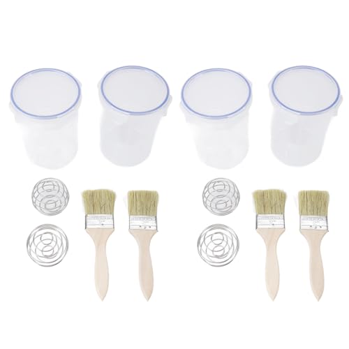 Paint Container Set Premium Airtight 1000ml Transparent Storage Cup with Mixing Ball Brush for Leftover Paint Repainting Medium Size Convenient Home Repair