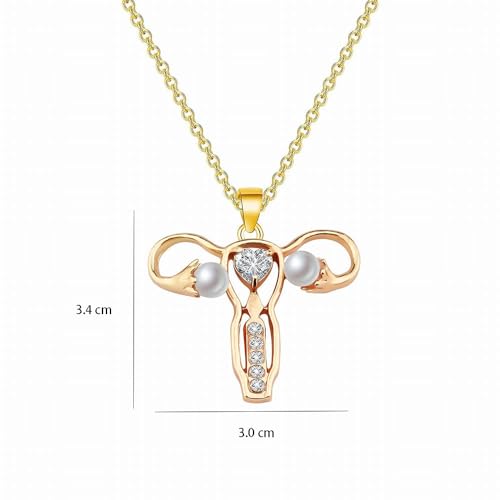 Human Uterus Necklace Rhinestone Organ Shape Necklace Feminist Medical Symbol Female Organ Necklace Gynecologist Nurses'Day Gift4