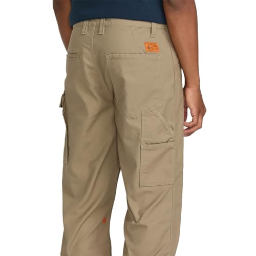 Volcom Men's Caliper II Relaxed Fit Straight Leg Workwear Utility Pant, Brindle4