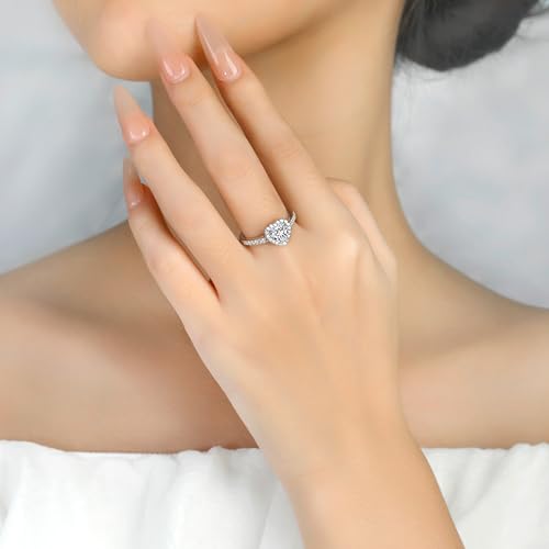 Elspeth 925 Sterling Silver Heart Engagement Ring for Women Heart Cut Cubic Zirconia Promise Ring Size 4-103