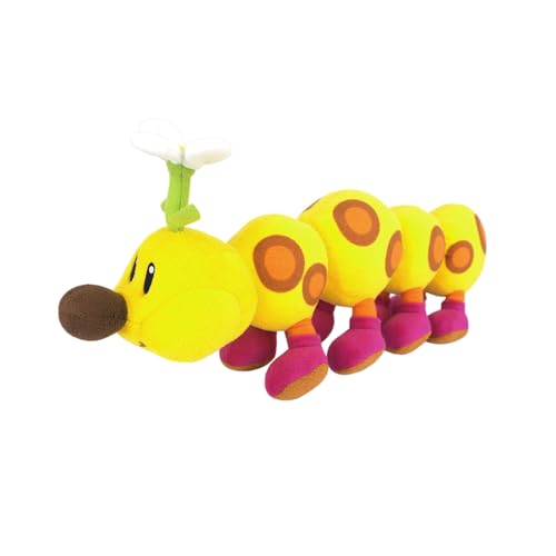 Peluche Super Mario Wiggler 14 cm marron et jaune, la chenille emblématique pour collectionneur.