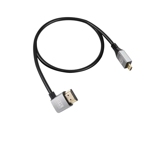 RIIEYOCA 90 Degree Right Angle UHD 8K HDMI Male to Micro HDMI Male 18Gbps High Speed 2.1 Extended Cable Supports 8k@60Hz, 1080p, ARC, 3D, for DVR, HDTV, (Right Angle, 0.5m)