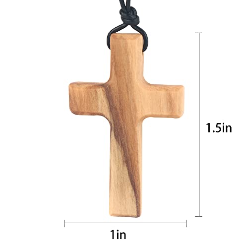 Natural Wood Cross Pendant Necklace Hand Carved Wooden Cross Necklace For Men Women2