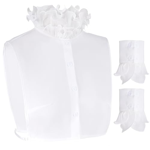 Fake Collar Half Shirt Detachable Dickey Collar Cuff Chiffon Blouse Half Shirts False Collar for Sweater Coat