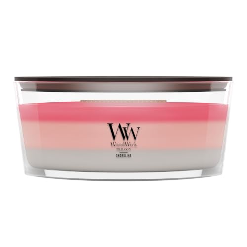 WoodWick Shoreline Trilogy Gifts for Women and Men 16 oz Ellipse Trilogy Candle with Crackling Wick