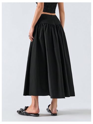 SHENHE Women's Elegant High Waisted A Line Flowy Maxi Skirt Casual Going Out Flare Long Skirt2