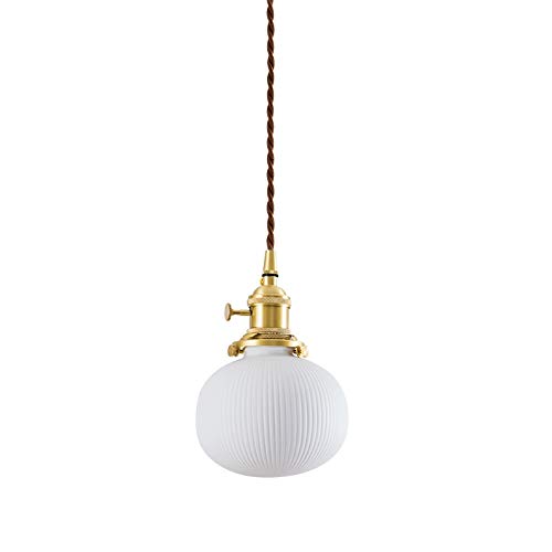 Lustre en céramique blanche et laiton studio rétro pour chambre d'hôte