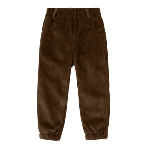 Generisch Pantalon en velours côtelé uni pour enfant avec poches, décontracté, élastique, chaud, doux, pour l'extérieur, le quotidien, le sport, l'hiver, l'automne, l'hiver, marron, 7-8 ans