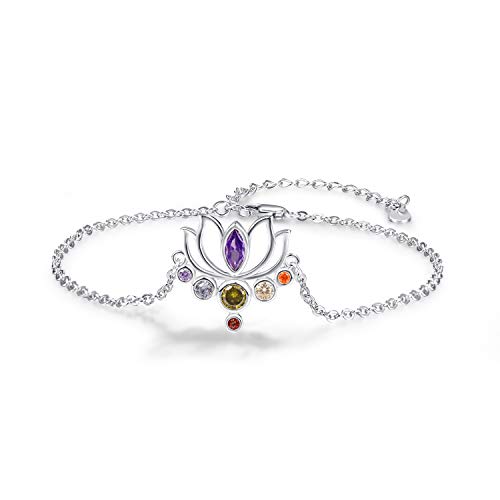 TANGPOET Lotus Blumen Armband 925 Sterling Silber Chakra verstellbare Armband Schmuck Geschenk für ihre Mädchen Freundin Damen Mutter Cover