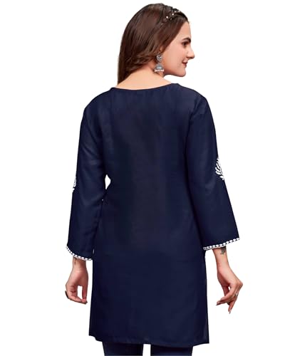 Image of Women's Rayon Chikankari Embroidered Short Kurti | Lucknowi Work Kurta