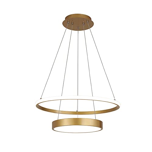 Plafonnier LED dorée au design chic et contemporain pour grand restaurant