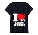 Photo Gallery donna coreano jindo dog lover heartbeat paw print graphic maglietta con collo a v Photo Gallery donna coreano jindo dog lover heartbeat paw print graphic maglietta con collo a v