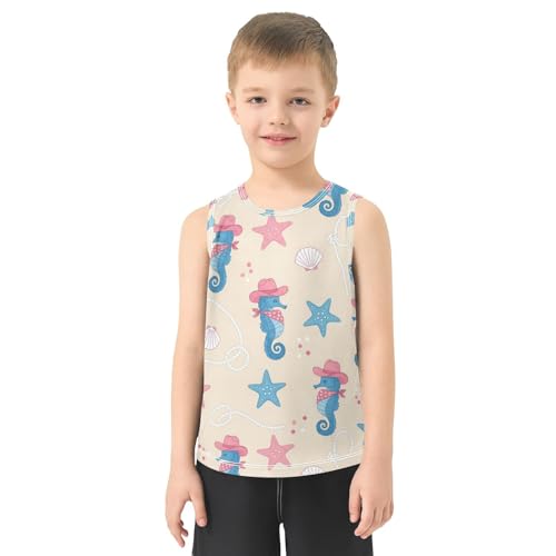 J JOYSAY Beach Sea Shells Pink Boys Tank Top Sleeveless Muscle Shirts Quick Dry Sport Workout Active Kids T-Shirts 3-15T2