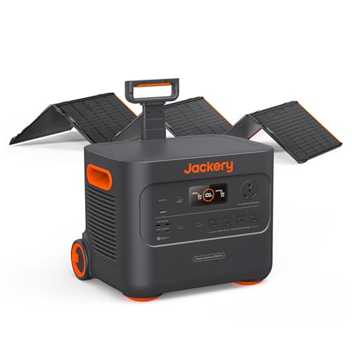 Jackery Solar Generator 2000 Plus 500W, 2042Wh LiFePO4 Battery 3000W Output, Portable Power Station with 500W Solar Panel, Fast Charging in 2H, Expandable for Outdoor RV Camping and Home Emergency