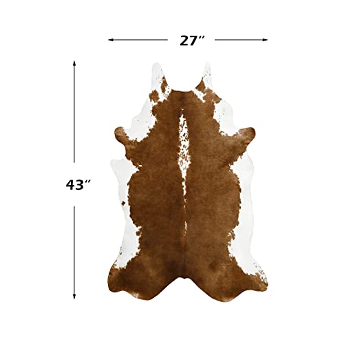 BENRON Small Cowhide Rug, Faux Cow Hide Rugs for Entryway Kitchen Hallyway Western Home Decor, Non Slip Cute Rug with Irregular Animal Skins and Hides, Khaki Brown, 2.3 x 3.6ft