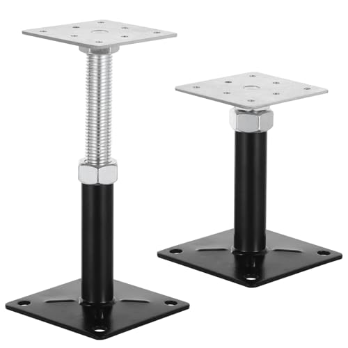 Image of 2 PCS Adjustable Floor Jacks, Heavy Duty Metal Post Floor Support, 5 to 8 Inches Mini Screw House Jack, Deck Foundation Lift Support, Level Support Floor Straightener for Balcony Patio Courtyard