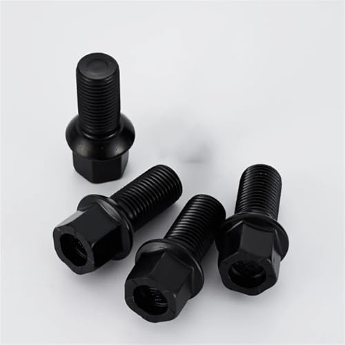 �{���g�z�C�[���l�W Compatible With For Golf For Jetta For Polo 4PC M14x1.5�K���^�C���X�N�����[�z�C�[���n�u�{���g�X�N�����[�����t�@�X�i�[(Black)