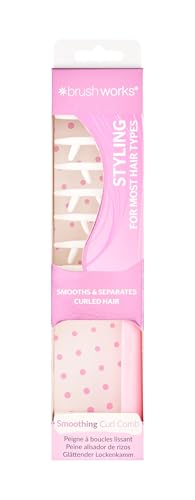 Brushworks Smoothing Curl Comb – Wide Tooth Comb with Angled Teeth for Detangling, Defining & Separating Curls Without Frizz