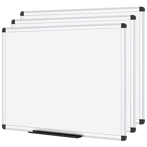 Image of VIZ-PRO Magnetic Dry Erase White Board for Wall, 48 x 24 Inches, 3 Pack | Aluminum Framed Whiteboard with Marker Tray for School Office Home