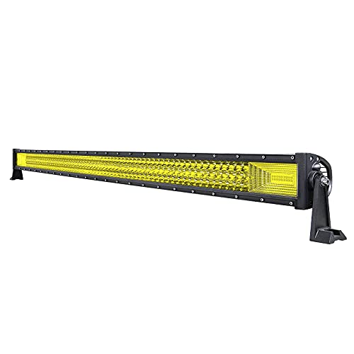 Willpower 52 inch 675W Straight Triple Row Yellow Amber Led Light Bar Flood Spot Driving Lights Off Road Lights with Wiring Harness for Pickup Truck ATV UTV Wrangler SUV Dodge Ram,3000K 12-24V