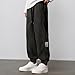 JiXiang Men Lounge Pants Corduroy Joggers Elastic Waist Drawstring Tapered Casual Sweatpants Vintage Baggy Work Chino Pants Black