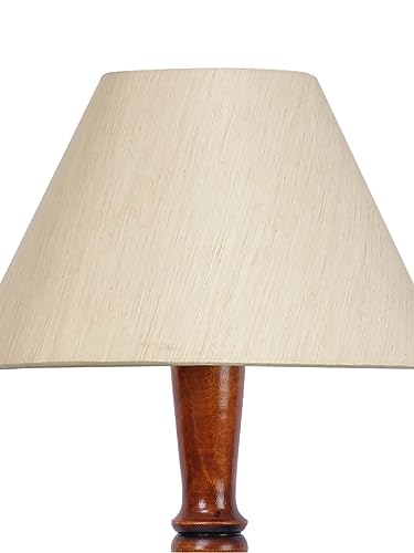 Image of Floor Lamp with Wooden Base - Height 55 inch, Light Tan | Modern Standing Lamp for Living Room, Bedroom & Office | Stylish & Elegant Home Lighting Decor | Decorative Lamp