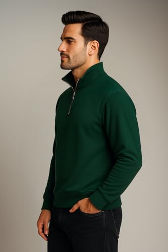 Image of Half Zipper Solid Sweatshirt for Men