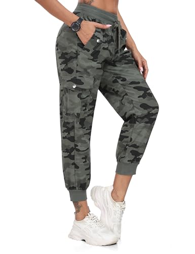 MoFiz Women's Outdoor Cargo Pants Lightweight Joggers Elastic Waist Athletic Hiking Sweatpants Casual Travel Pant with Pocket2