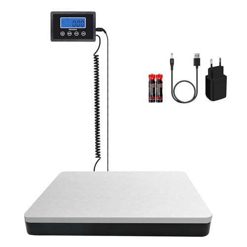 UNIWEIGH Balance Colis Numérique de 200kg/10g,Balance Postale en acier Inoxydable avec Fonction Hold/Tare,Balance Professionnelle avec écran LCD pour...